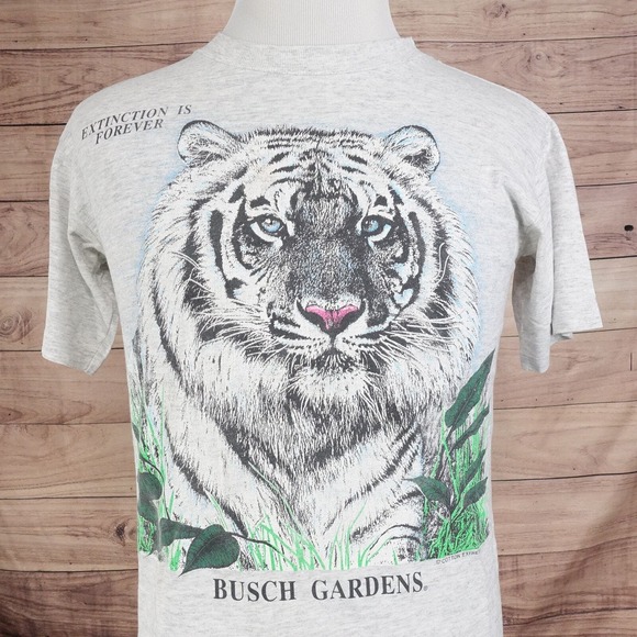 VINTAGE BUSCH GARDENS SNOW TIGER EXTINCTION IS FOREVER SINGLE STITCH USA TSHIRT - Picture 1 of 10